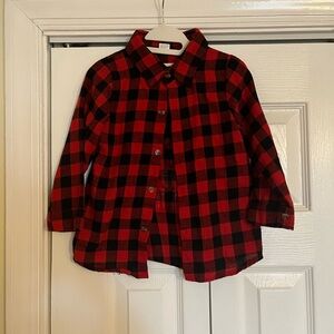 Amazon Kids Red and Black Checkered Button Down Shirt